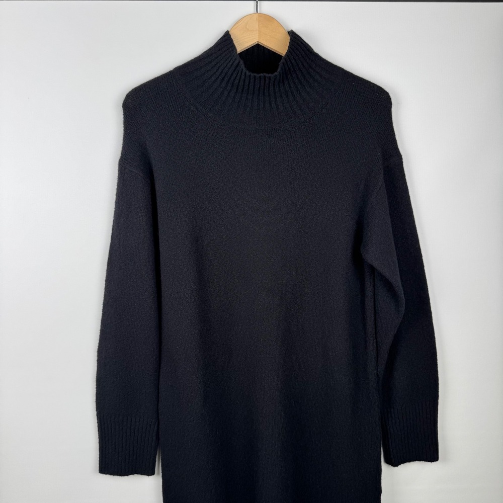 Everlane Black Knit Sweater Dress Long Sleeve Turtleneck Casual Womens Size M - Picture 3 of 13